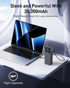 SIXTHGU Laptop Power Bank, 3-Port 20,000mAh Portable Charger with 200W Max Output, PD 3.1 Fast Charging, Flight-Approved for Travel, PowerTower, for MacBook, iPhone 17/16 Series, and More（Beige）
