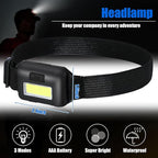 48 Pack LED Headlamp Flashlight Bright Waterproof Head Lamp Torch Cob Flood Head Light Bulk 800 lumens with 3 Modes 144 AAA Batteries for Adult Kids Running Camping Night Survival, 4 Colors