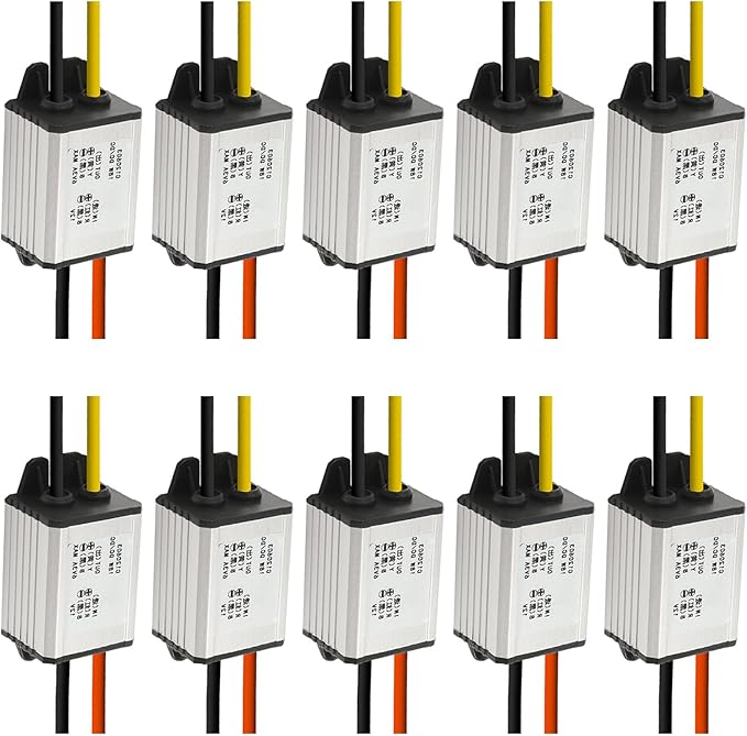 10Pcs 12V to 6V Car Power Voltage Converter DC 9V-22V 12V to 6V Buck Voltage 3A 18W Waterproof DC Step Down Volt Module Power Supply Board Compatible with Car Vehicle Automotive LED Display Radio