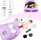 KKXIU Girls Initial Bowknot Cute Mini Backpack for Toddler, Travel Small Girl Backpacks, Personalized Birthday Gifts for Little Girls and Kids(G, Purple)