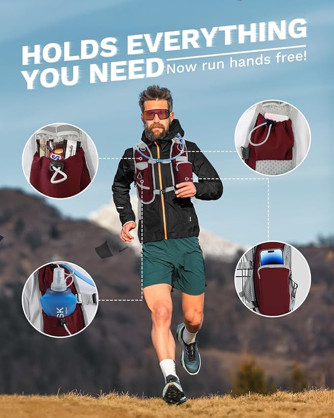 Running Vest for Women and Men, Hydration Running Backpack, Runners Vest, Hydration Vest for Walking, Marathon, Hiking