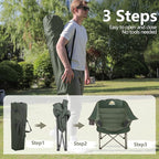 Colegence Oversized XL Padded Camping Chair Set of 2 Wide Heavy Duty Lawn Chairs Support 450 LBS Portable Folding Gaint Plus Camp Chair for Outdoor Outside Sports Baseball Soccer-Green