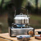 Camping Kettle Outdoor Campfire Camp Kettle, 1L Stainless Steel camping tea kettle Coffee Pot, Portable Lightweight Teapot Fast Heating Boiling Water, Ideal for Hiking Picnic Travel, Silver