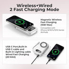 Magnetic Portable Charger 26800mAh for iPhone 16/15/14/13/12 with Built-in Cables，6-in-1 Wireless Power Bank with iWatch Charger and Compatible with Samsung, Android Phones, AirPods(White)