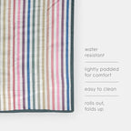 Little Unicorn 5'x7' Outdoor Family Picnic & Beach Blanket | Durable & Water-Resistant Fabric | Compact Fold & Easily Wipes Clean | Zipper Pocket (Chroma Rugby Stripe)