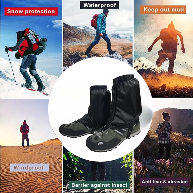 Waterproof Gaiters,Hiking Gaiters,Lightweight Adjustable Leg Gaiters for Men Women,Available in All Seasons,Hiking,Skiing,Mountain Climbing,etc.