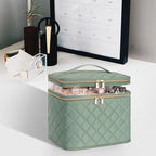 OCHEAL Large Makeup Bag, Double Layer Makeup Bag, Vertical Storage Cosmetic Case for Women/Girls with Multiple Compartments-Green