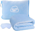 Travel Blanket, Ultra-Soft, Warm & Lightweight Travel Blanket Airplane with Bag, 65x40 in, Airplane Travel Essentials for Women, Men & Kids, Included Eye Mask, Luggage Sleeve & Backpack Clip