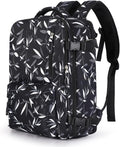WONHOX Large Travel Backpack Women, Carry On Backpack,Hiking Backpack Waterproof Outdoor Sports Rucksack Casual Daypack Fit 14 Inch Laptop with USB Charging Port Shoes Compartment, Leaves Black