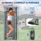 Sleeping Pad for Camping - Ultralight Camping Mattress with Pillow, Built-in Foot Pump, Compact Inflatable Portable Mat for Backpacking, Hiking, Car Traveling, Beach, Tent