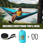 Camping Hammock,Camping Essentials,Lightweight Portable Double & Single Hammock with Tree Straps, Camping Gear for Outside Hiking Camping Beach Backpack Travel, Blue & Light Black, Medium