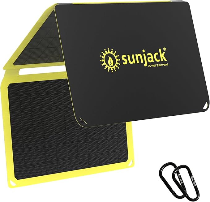 SunJack – 25 Watt Foldable Solar Panel, ETFE Monocrystalline Portable Solar Panel with USB-C and USB-A, IP67 Waterproof Solar Panels for Camping, Backpacking, Hiking and Travel