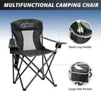 2PCS Mesh Folding Camping Chairs, Oversized Portable Outdoor Chairs, Weight Capacity 325 lbs with Cup Holder, Storage Pocket, Carry Bag Black