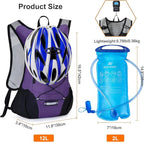 Lightweight Hydration Backpack, Running Backpack with 2L Water Bladder, Hydro Water Daypack for Cycling Hiking Rave for Men Women