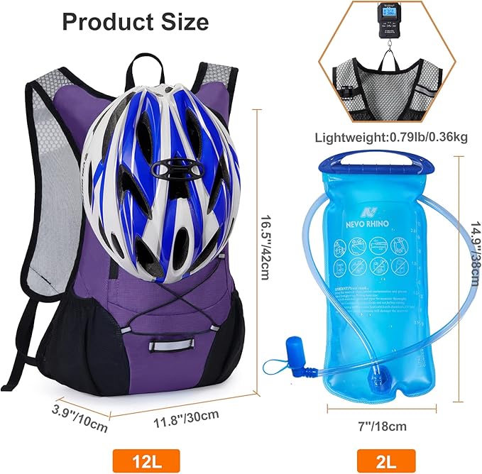 Lightweight Hydration Backpack, Running Backpack with 2L Water Bladder, Hydro Water Daypack for Cycling Hiking Rave for Men Women