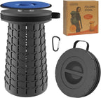 ALEVMOOM XXL Telescoping Stool with Cushion,Taller 19.7"Wider 11.8" Collapsible Chair More Sturdy Capacity 1000Ib,Portable Camping Adjustable Stool for Garden Fishing Hiking Mountain BBQ (Large Black)