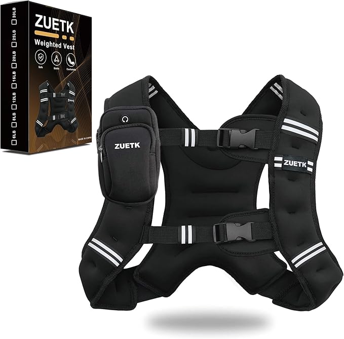 Weighted Vest, 6lb/8lb/12lb/16lb/20lb/25lb/30lb Weight Vest with Reflective Stripe, Weighted Vest for Men Women Workout Equipment for Strength Training, Running, Jogging, Fitness, Weight Loss