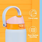 32 oz Insulated Water Bottle with Straw: Meoky Stainless Steel Metal Water Bottle with 2-in-1 Lid - Leak Proof, Cold for 24 Hours, Protective Silicone Base, BPA-Free for Gym Sports, Periwinkle