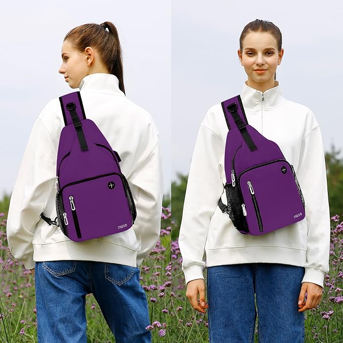 MOSISO Sling Backpack Bag, Crossbody Shoulder Bag Travel Hiking Daypack Chest Bag with Front Square Pocket&USB Charging Port