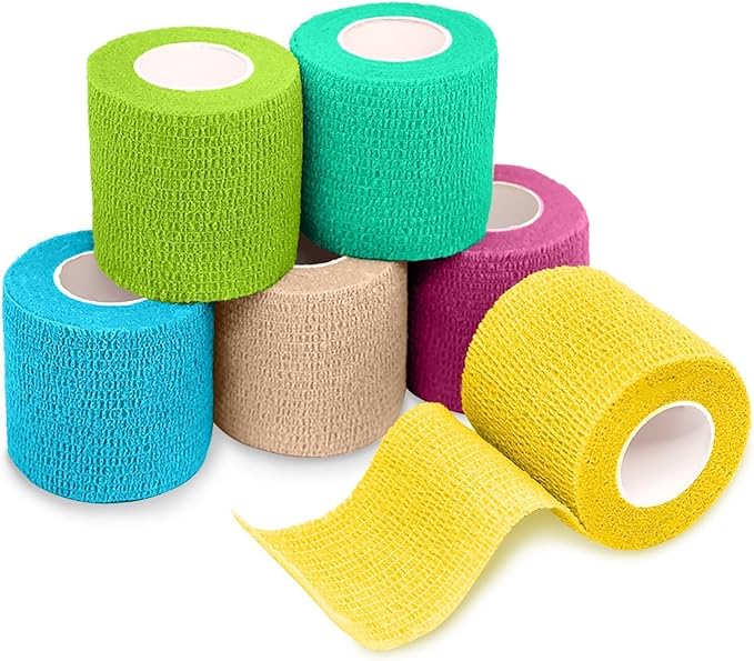 FriCARE Self Adhesive Bandage Wrap, Medical Tape in First Aid Kit, Cohesive Bandages for Wounds Sport Vet, 2 Inches X 5 Yards 6 Rolls, Fresh
