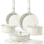 GiPP Ceramic Pots and Pans Set Non Stick, Nonstick Detachable Handle Cookware Sets, Healthy Non Toxic PFAS PFOA & PTFE Free, Dishwasher ＆Oven Safe, Induction Kitchen Pot and Pan, 15 Piece Cream