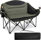 UBALANCE Double Camping Chair for Adults - Heavy Duty 650LBS Portable Camping Chairs Oversized Camping Loveseat, Folding Camping Chair for Garden Lawn Sport Picnic Beach Fishing (Green)