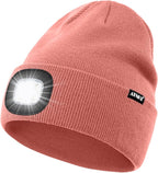 ATNKE LED Lighted Beanie Hat,USB Rechargeable 4 LED Running Headlamp Bright Cap with The Light Gifts for Men and Women
