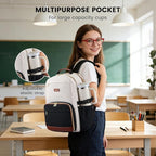 LOVEVOOK Lunch Backpack with Lunch Compartment,15.6 Inch Laptop Work Travel Insulated Cooler Backpack,Waterproof College Teacher Lunch Bag Box with Tumbler Holder,Gifts for Men Women,Beige-Black-Brown