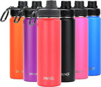 DRINCO Stainless Steel Water Bottle Spout Lid Vacuum Insulated Double Wall Water Bottle Wide Mouth (40oz 32oz 22oz 18oz 14oz) Leak Proof Keeps Cold or Hot (22 oz, 22oz Barn Red)