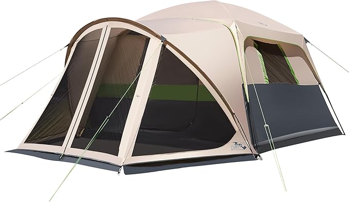 Tents for Camping 6/8/10 Person Camping Tent with Screen Porch, Weatherproof Large Cabin Tent with Rainfly and Carry Bag, Family Tent for Outdoor Camping and Backyard
