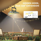 Solar Camping Light Rechargeable with Magnet, 0.73lbs, 5000mAh Battery with 3.94 ft Stand, 2400 Lumens Cordless Outdoor Lamp, Dimmable Light for Emergency, Camping, Hiking