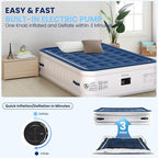 KINGJERRY Queen Air Mattress with Built in Pump, 4 Portable Handles, 18" Raised Comfort, Leak-Tested, Anti-collapse Design, 3 Mins Inflation, 800lb Support Inflatable Mattress for Home Guest & Camping