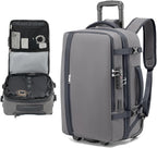 Fanwoli Rolling Vacuum Backpack Travel with One-Button Compression, Expandable Carry-On Suitcase Luggage, Approved TSA Lock & Water-Proof Laptop Compartment for Outdoor/Family/Business Trips