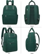 MASINTOR Leather Laptop Backpack for Women, Stylish Computer Backpack College Business Work Shoulder Bags Work and Travel Retro Green
