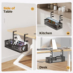 2 Pack Under Desk Cable Management Box Black, Cinati 26.8" Wire Organizers No Drill, Cord Organization Tray with Clamp for Office, Home - No Damage to Desk