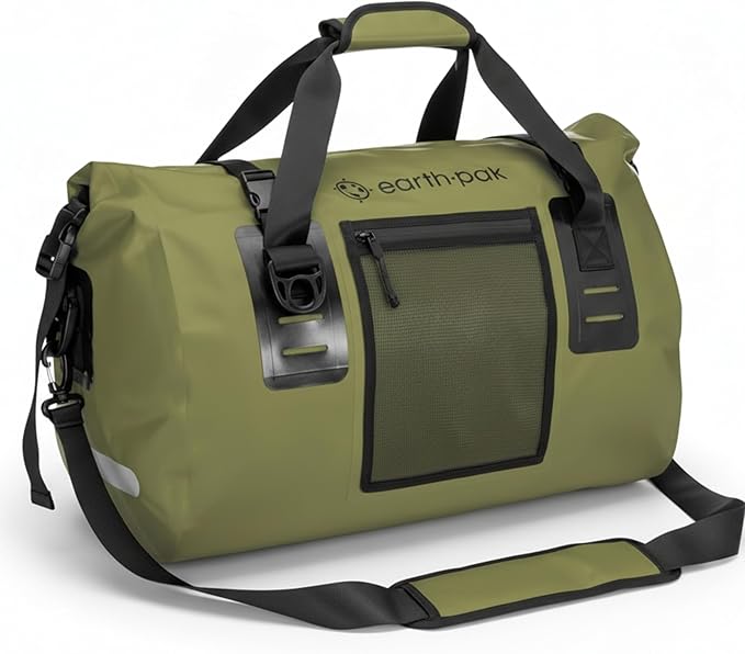 Earth Pak Waterproof Duffel Bag - Heavy Duty Motorcycle Dry Bag with Large Storage Space Perfect for Traveling, Camping, Kayaking, Fishing & Canoeing Bag 50L/70L/90L/120L Sizes