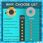 Round Floating Ring Inflatable Water Hammock Heavy Duty River Floats Lake Raft for Adults Tanning Pool Lounger Float Island Platform Pad Mat for Party