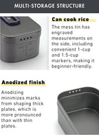CAMPINGMOON Mess Tin 1.3L Aluminium Camping Cookware Extreme Thick Black H-2013