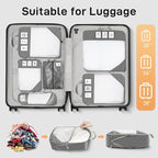 Compression Packing Cubes for Travel 6 Set Expandable Packing Organizers Durable Luggage Bags Organizers for Suitcases Travel Accessories (Gray)