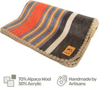 ALPAKITAS Alpaca Wool Blanket Throw | Large, Beautiful, Warm, Stripes | 64 x 45 inches | Ultra-Soft, Hypoallergenic and Breathable | Non-Itchy or Scratchy (Orange and Blue)