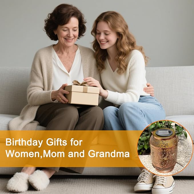 Solar Lantern Outdoor Waterproof,Birthday Gifts for Women Mom Grandma,Hummingbird Garden Decor,Metal Hanging Solar Lights Decorative for Christmas,Thanksgiving,Backyard,Patio,Porch,Lawn