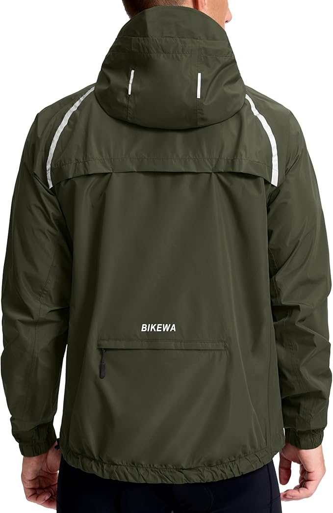 Men's Cycling Rain Jackets Waterproof Running Bike Windbreaker Lightweight Packable Hooded Jacket