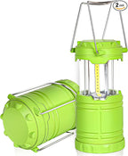 2-Pack LED Green Camping Lanterns, Portable Camping Lights, Outdoor Handled Lamps, Essential Emergency Lights for Power Outages, Hiking, Hurricane