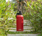 koodee Insulated Water Bottle, 32oz Stainless Steel Double Wall Vacuum Wide Mouth Sport Bottle with Leakproof Spout Lid (Canyon Red)