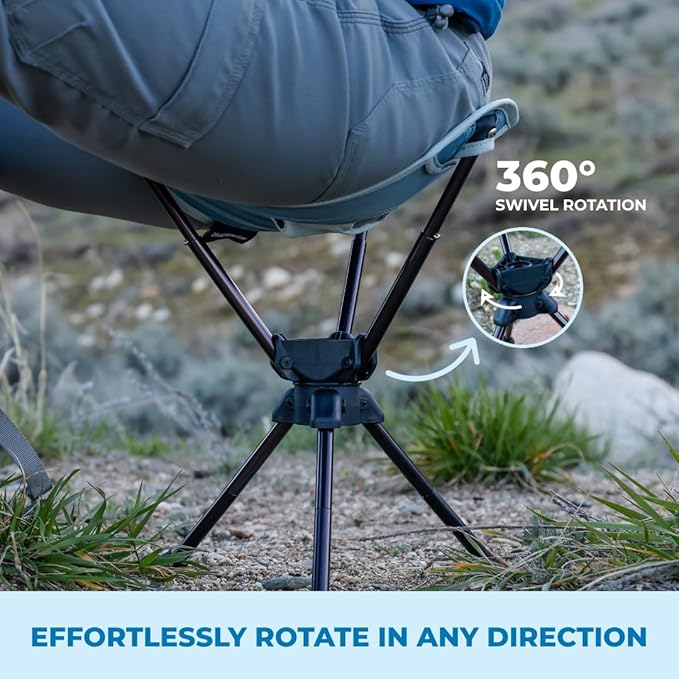 GRAND TRUNK Compass 360 UC Swivel Stool - Ultra-Compact 260lb Capacity Portable Seat for Camping, Travel & Outdoors (Storm)