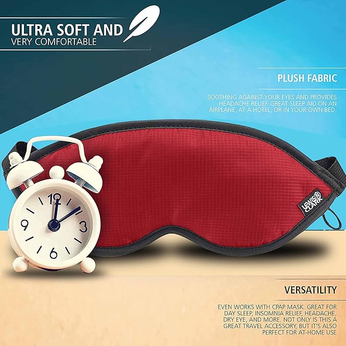 Lewis N. Clark Comfort Sleep Mask | Eye Mask for Travel | Comfortable & Breathable | Light Blocking & Adjustable | Burgundy