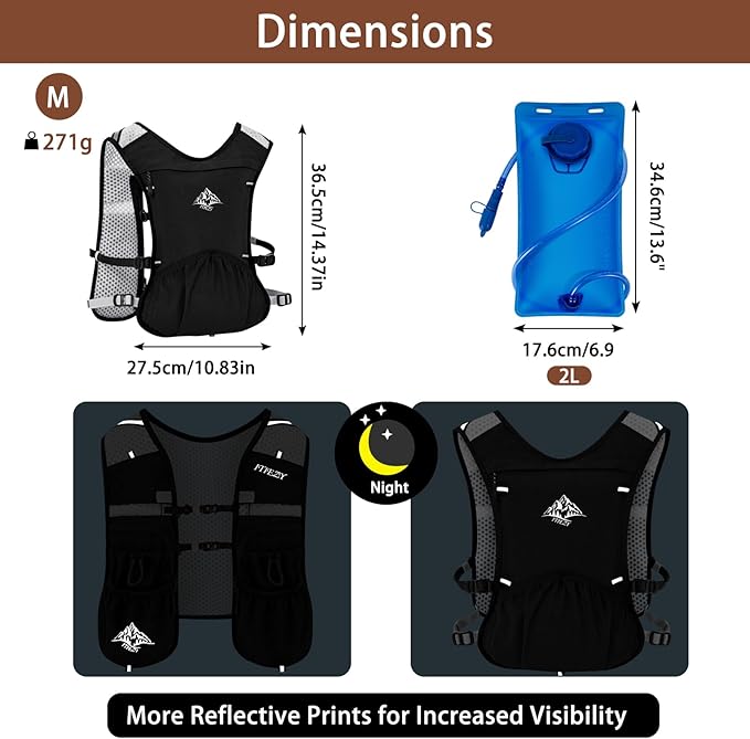Running Hydration Vest for Women Men - Waterproof Running Water Backpack Hydration Pack with 12 Pockets, Lightweight Water Vest for Hiking Trail Cycling Marathon Race
