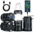 Solar Camping Lantern 4-Pack - Rechargeable LED Lights, Magnetic Base & Foldable Hanging Hook- Collapsible Lamp Battery Powered Perfect for Power Outages, Hiking, Campsites, Emergencies