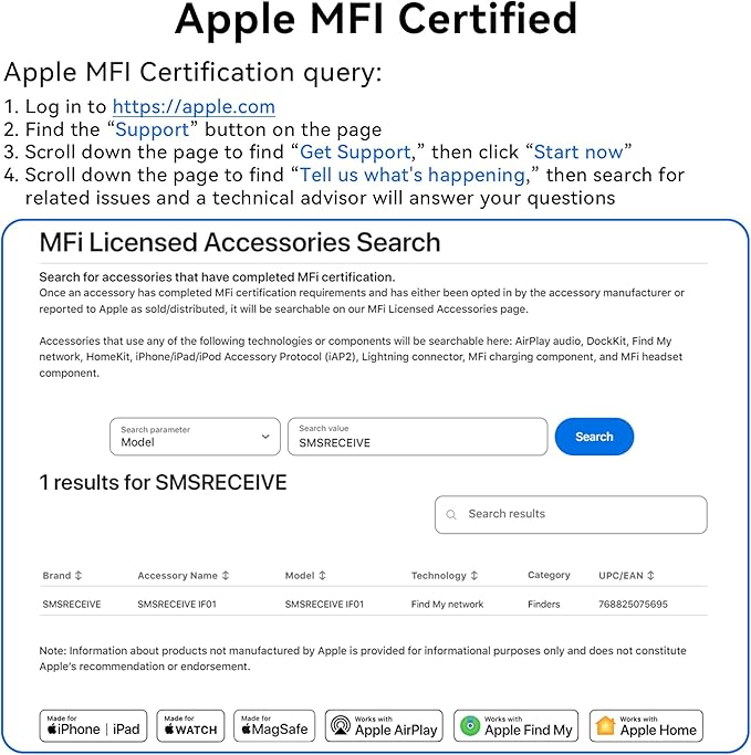 Air Tracker Tag-1 Pack [Apple MFI Certified], Smart Bluetooth Tracker Works with Apple Find My APP (iOS Only, Not for Android), Key Finder and Item Locator Smart Tag for Keys, Luggage, Backpack(Black)