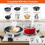 Hot Plate, 2000W Portable Electric Stove for Cooking with Stay Cool Handles & 5 Levels Adjustable Temperature, Countertop Double Coil Burner for Home RV Camp Compatible for All Cookwares,White